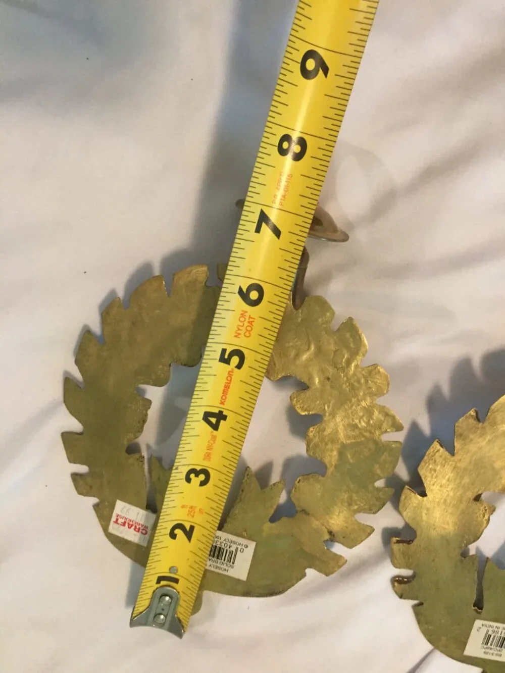2 Vintage Hosley International Solid Brass Christmas Wreath Wall Candle Sconce